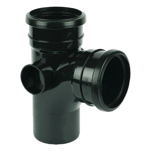 Floplast Soil Pipe T Branch Double Socket (Black)