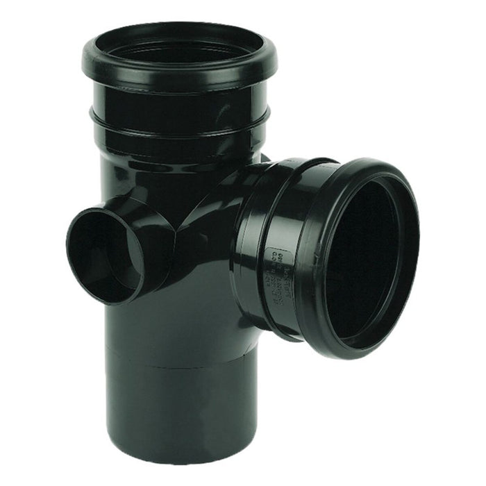 Floplast Soil Pipe T Branch Double Socket (Black)