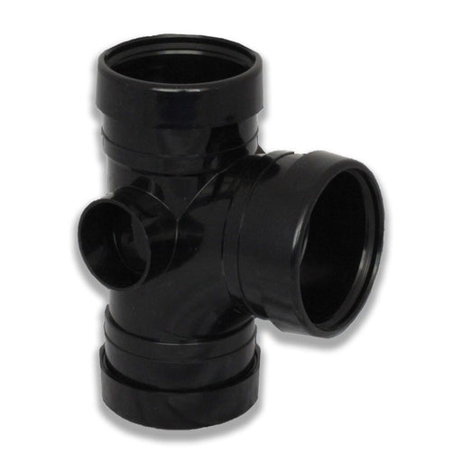 Floplast Soil Pipe T Branch Triple Socket (Black)