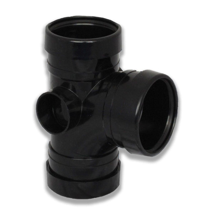 Floplast Soil Pipe T Branch Triple Socket (Black)