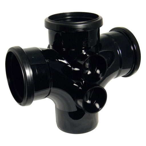 Floplast Soil Pipe Double T Branch Triple Socket (Black)