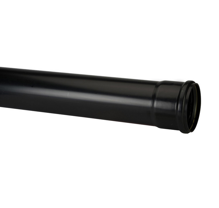 110mm x 3m Single Socket Soil Pipe in Black