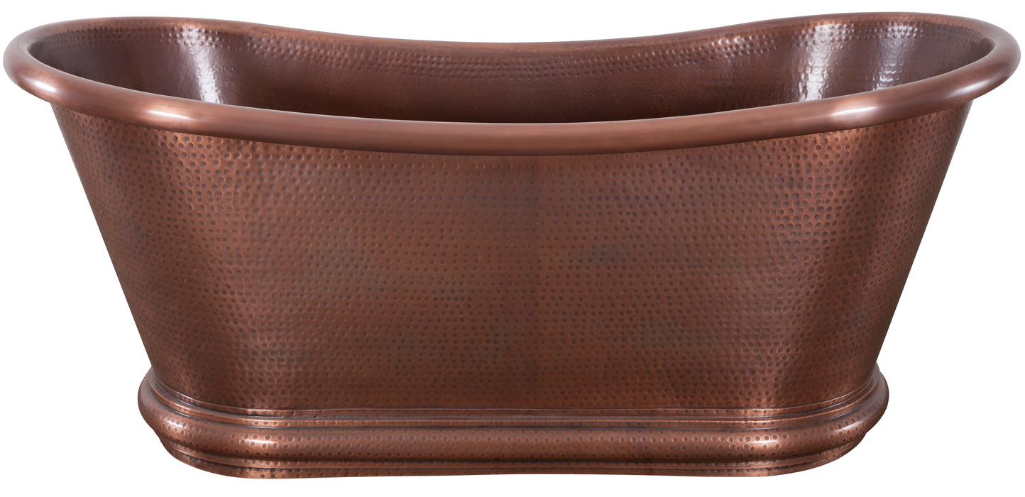 Hurlingham Hammered Copper Bulle Bath 1700x740 Freestanding Made To Order Bathtub