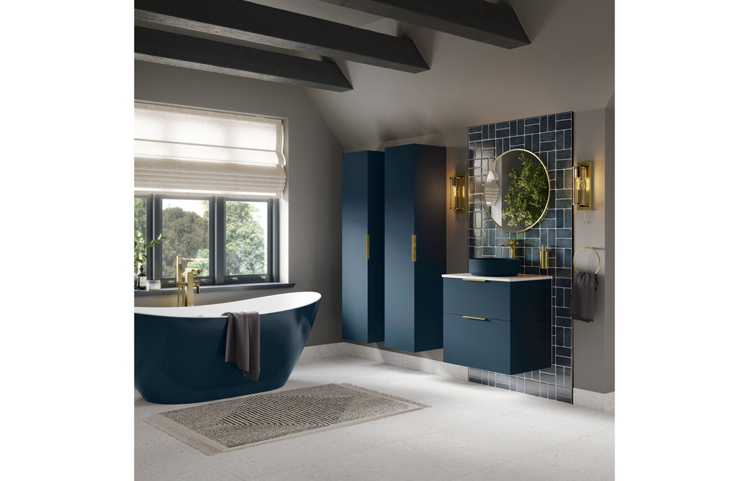 Accent 610mm Wall Hung 2 Drawer Basin Unit & Basin - Matt Deep Blue