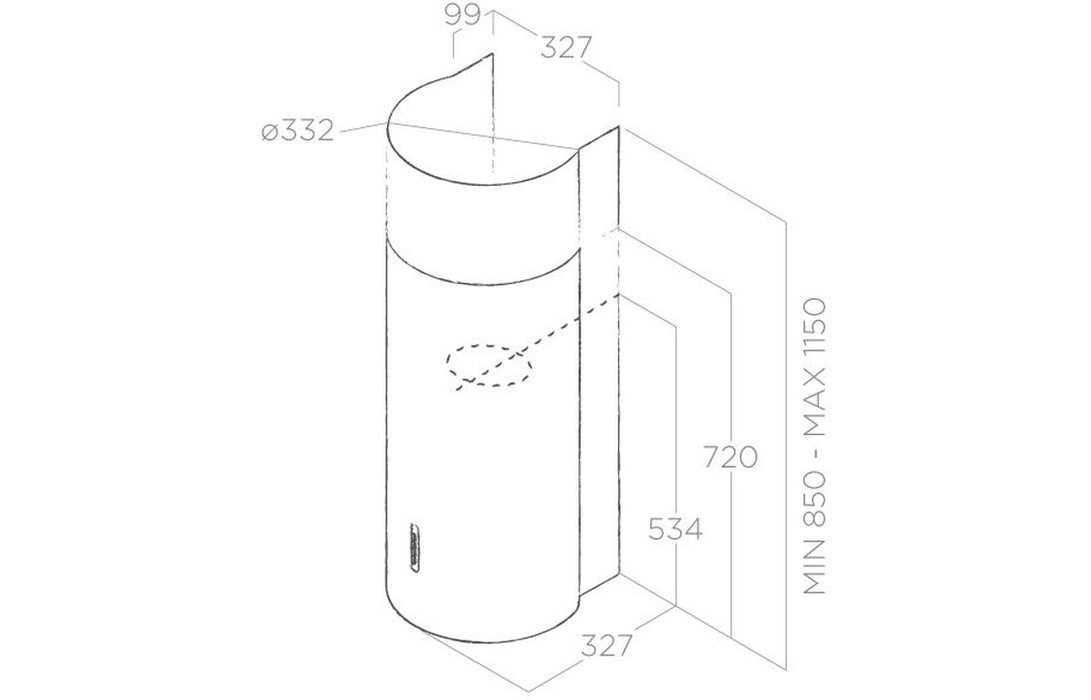 Elica Stone 33cm Round Chimney Hood - St/Steel