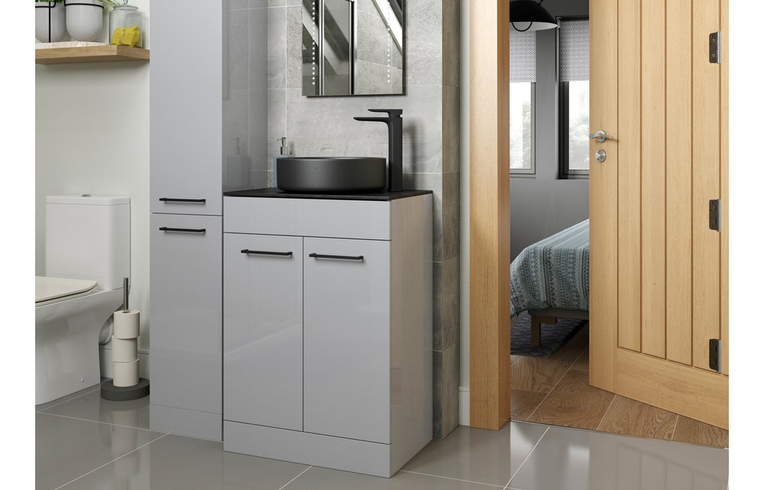 Pulse 350mm Floor Standing 2 Door Tall Unit - Grey Gloss