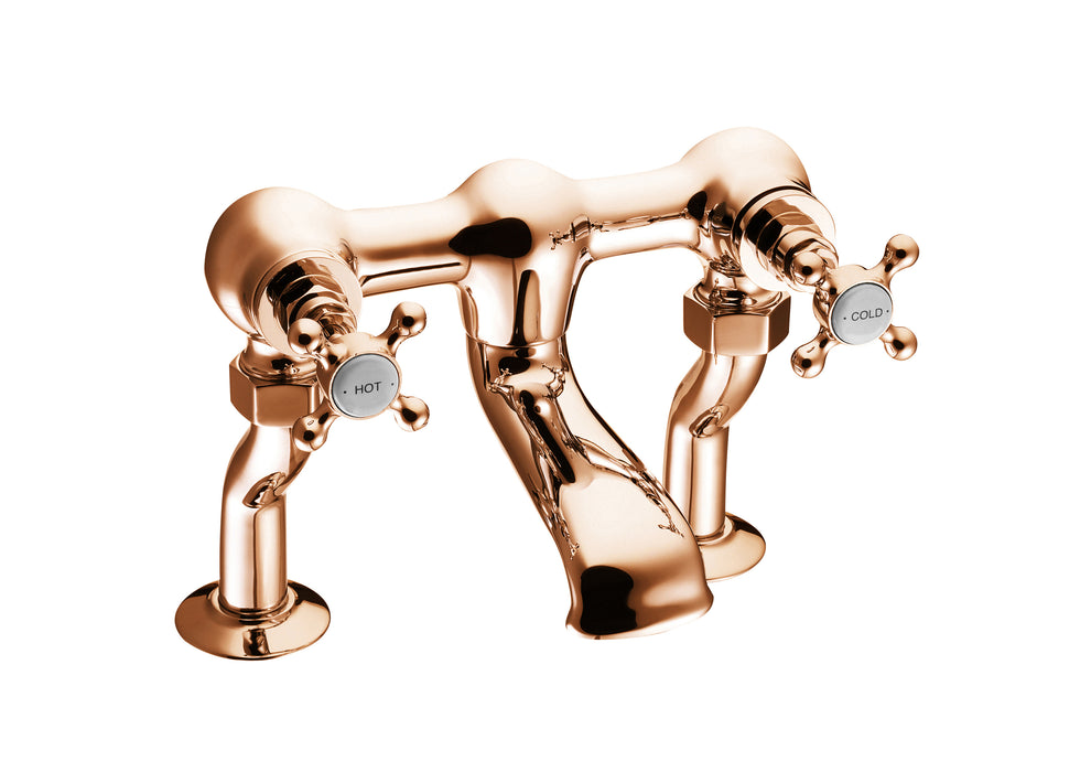Hurlingham Crosshead Deck-Mounted Bath Filler Taps - 105-255x192mm