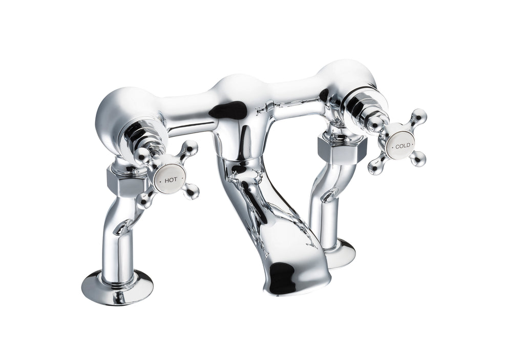 Hurlingham Crosshead Deck-Mounted Bath Filler Taps - 105-255x192mm