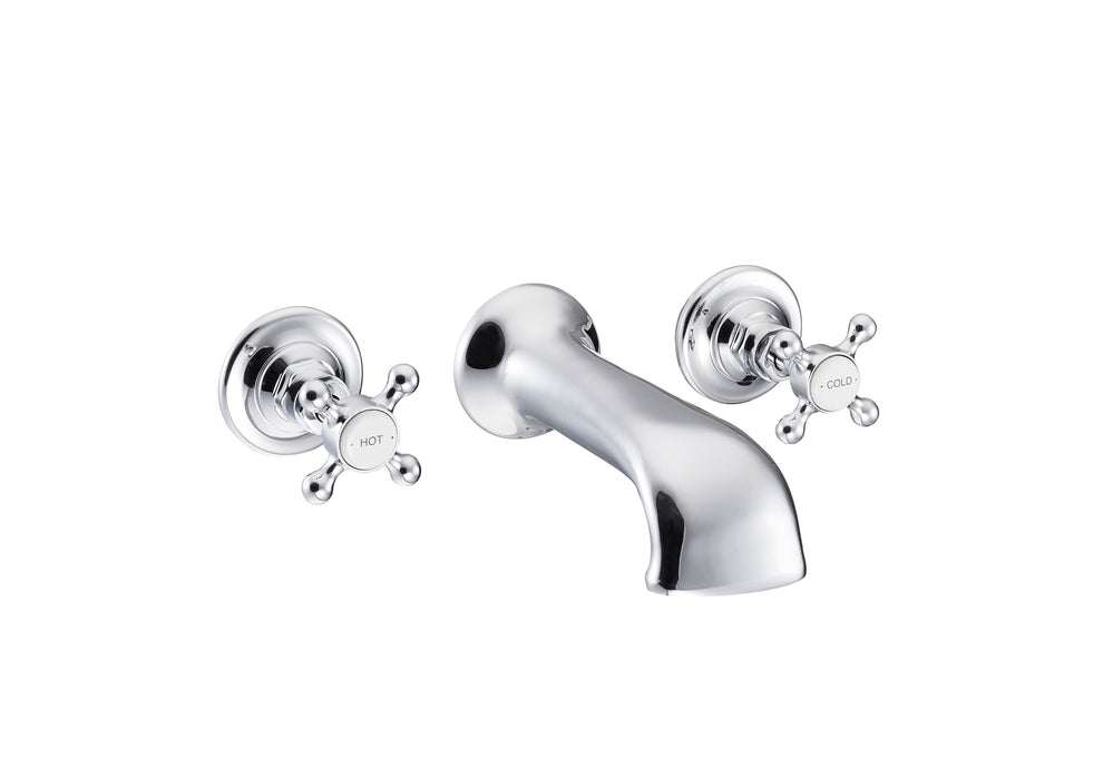Hurlingham Crosshead 3-Hole Wall-Mounted Bath Filler Tap 200x177x65mm