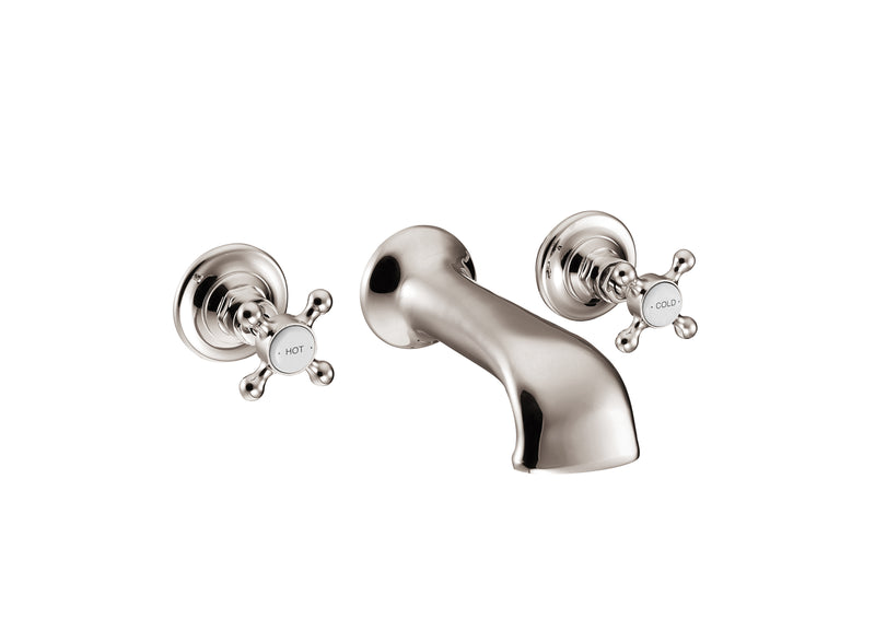 Hurlingham Crosshead 3-Hole Wall-Mounted Bath Filler Tap 200x177x65mm