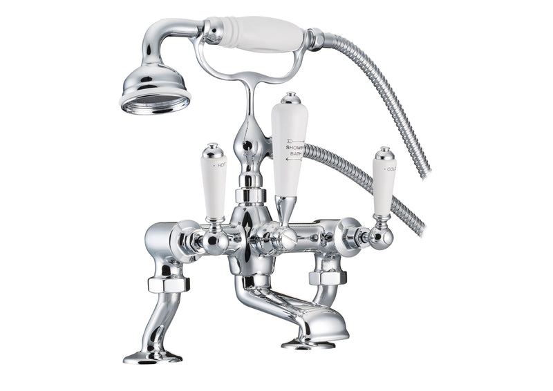 Hurlingham Lever Deck-Mounted Bath Mixer Taps With Cranked Legs - 124-264x348mm