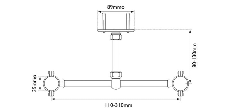 Hurlingham Stand Pipe Support Bracket - 110-310x80-130mm