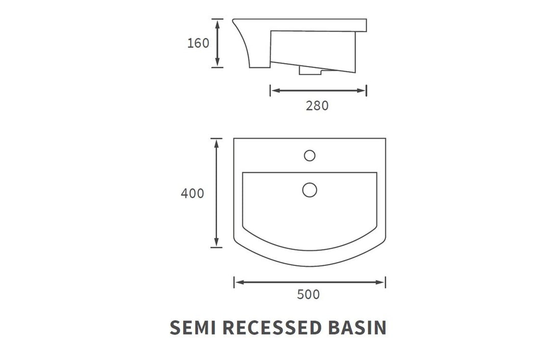 Santerre 500x400mm 1TH Semi Recessed Basin