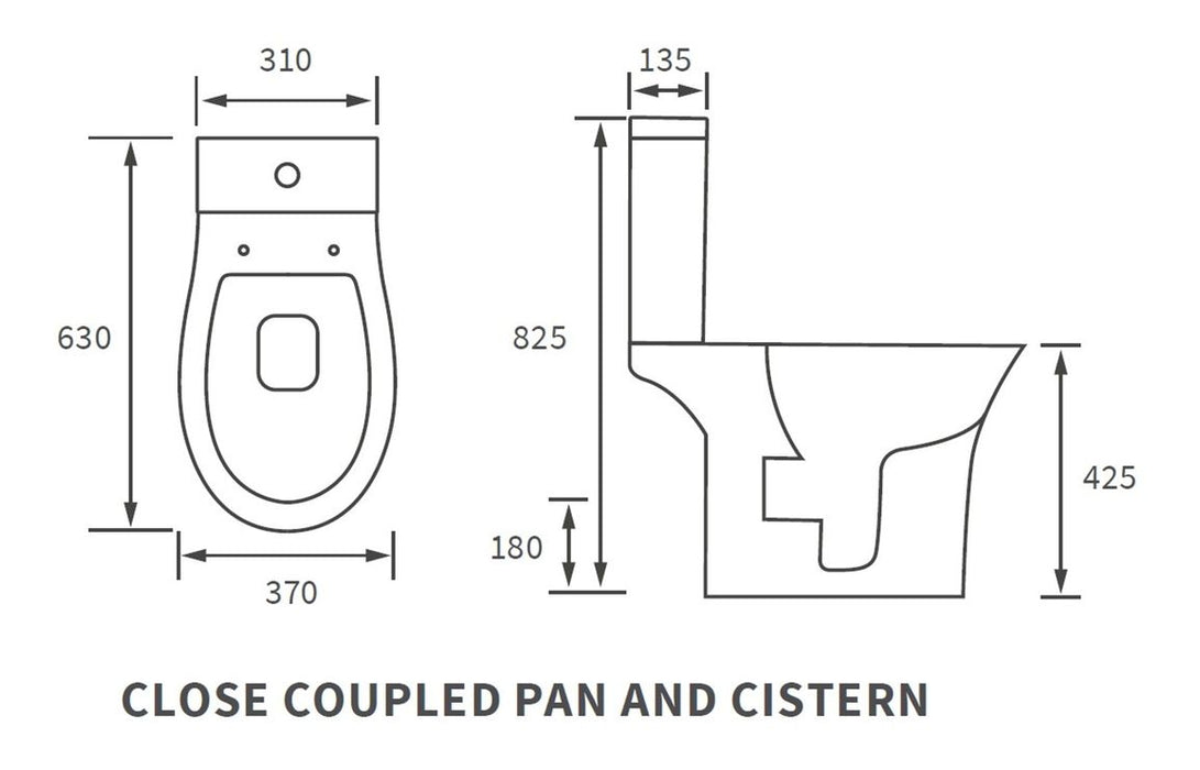 Santerre Rimless Close Coupled Open Back WC & Soft Close Seat