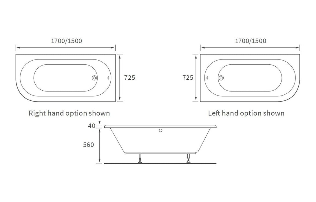Savanna J Shape 0TH Bath w/Legs