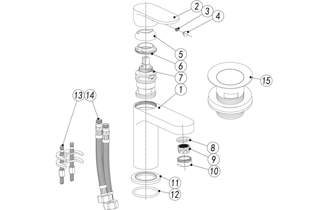 Savino Basin Mixer & Waste - Chrome