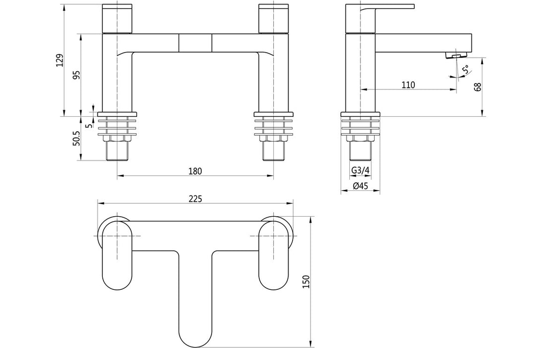 Savino Bath Filler - Chrome