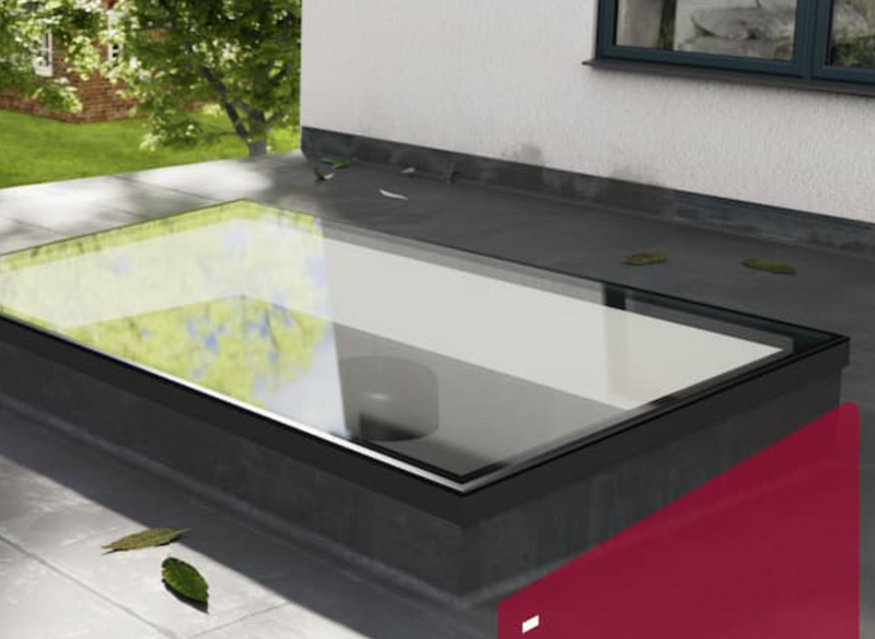 Korniche Flat Glass Aluminium Rooflight –  Blue or Clear Glass - BLACK