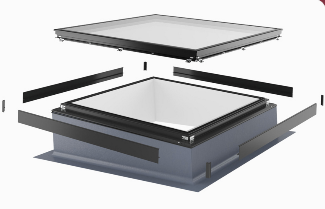 Korniche Flat Glass Aluminium Rooflight –  Blue or Clear Glass - ANTHRACITE GREY