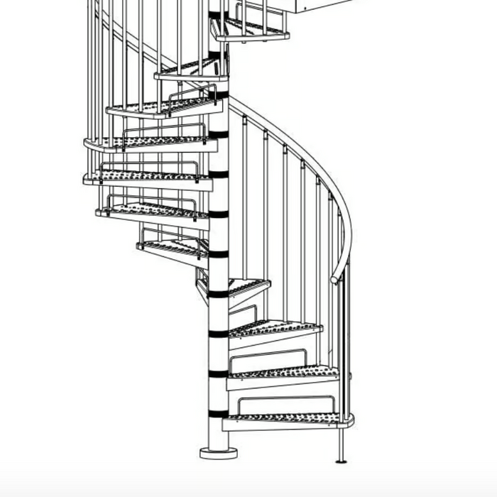 Riser bars for outdoor spiral staircases