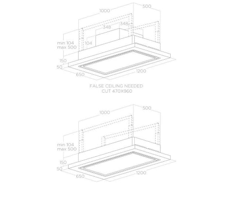 Elica Lullaby 120cm Ceiling Hood (Ducting) - Natural Wood
