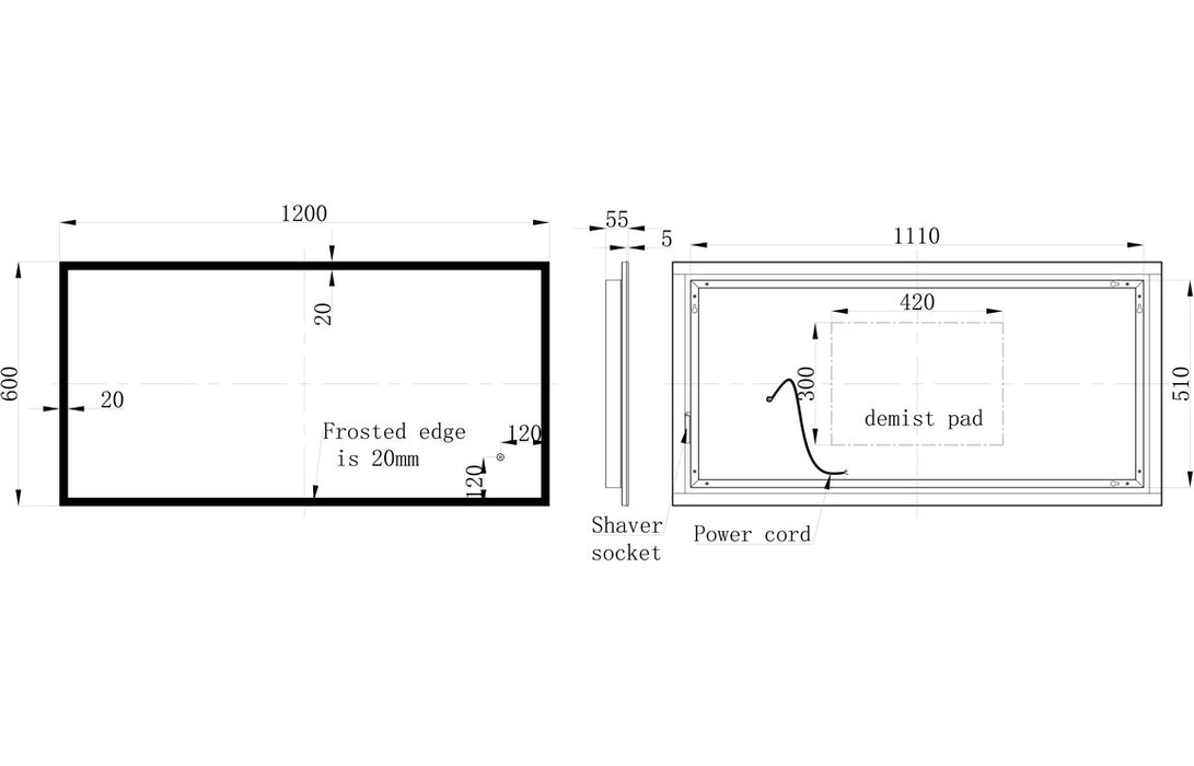Selina Rectangle Edge-Lit LED Mirror