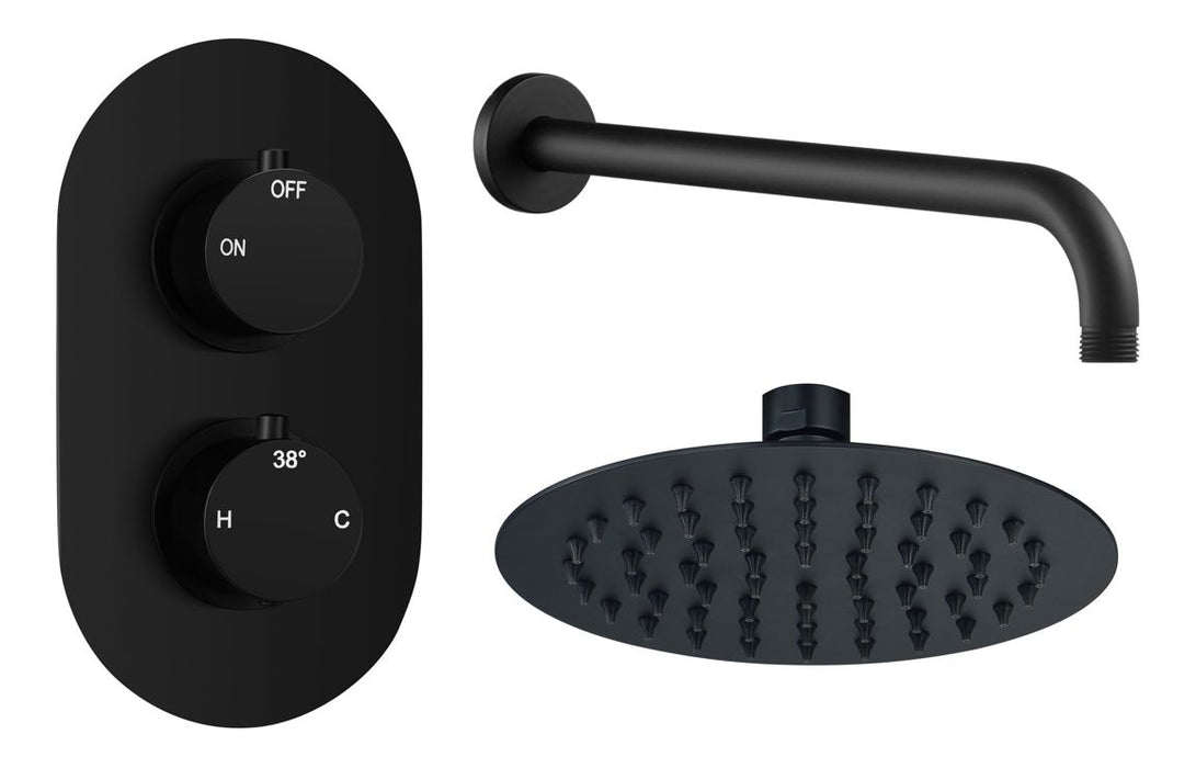 Seren Round Shower Valve & Kit Pack 1 - Matt Black