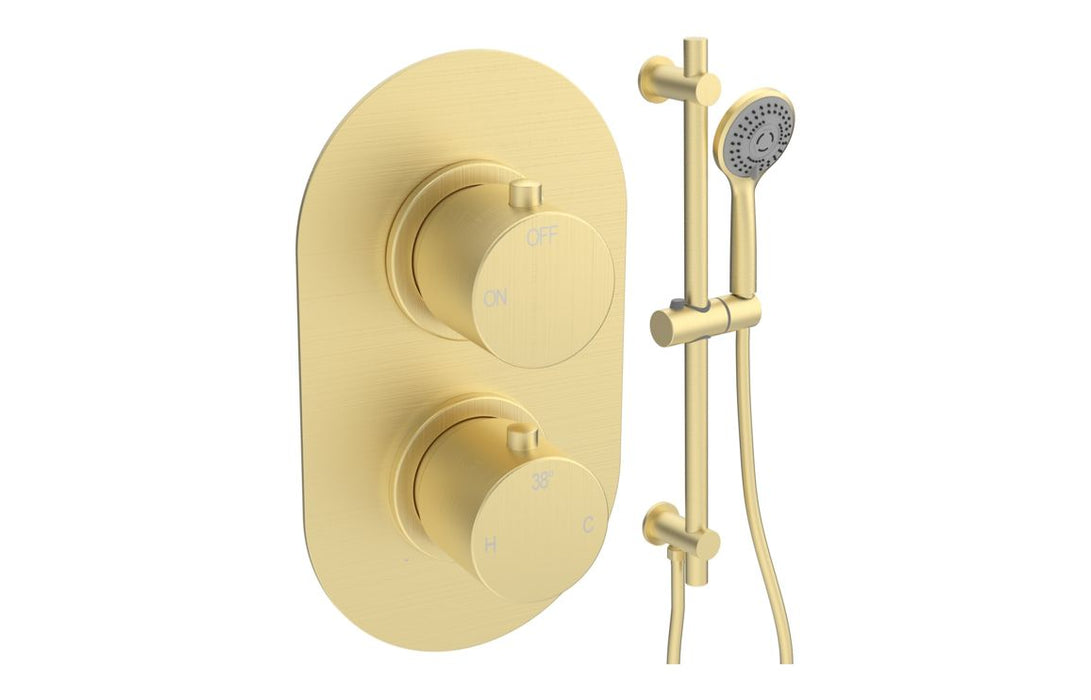 Seren Round Shower Valve & Kit Pack 2 - Brushed Brass