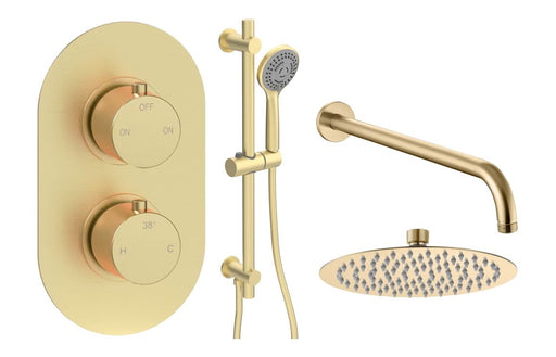 Seren Round Shower Valve & Kit Pack 3 - Brushed Brass