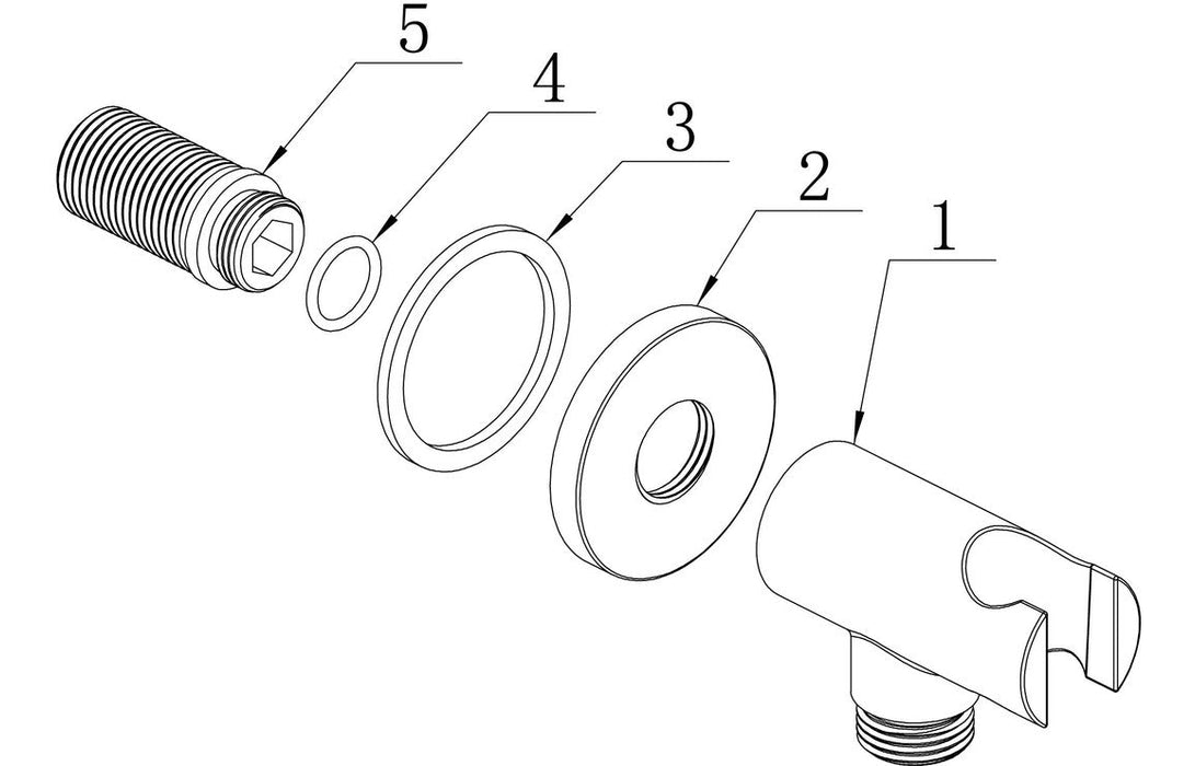 Seren Round Handset Wall Bracket with Wall Outlet - Chrome