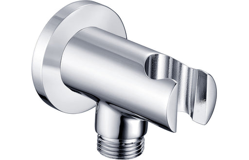 Seren Round Handset Wall Bracket with Wall Outlet - Chrome