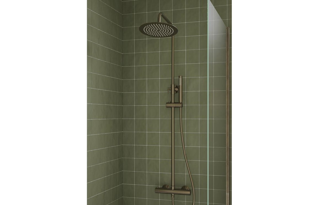 Seren Round Thermostatic Bar Mixer w/Riser Kit - Brushed Bronze