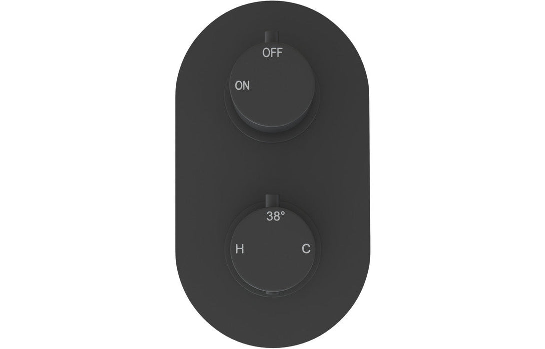 Seren Thermostatic Single Outlet Twin Shower Valve - Matt Black
