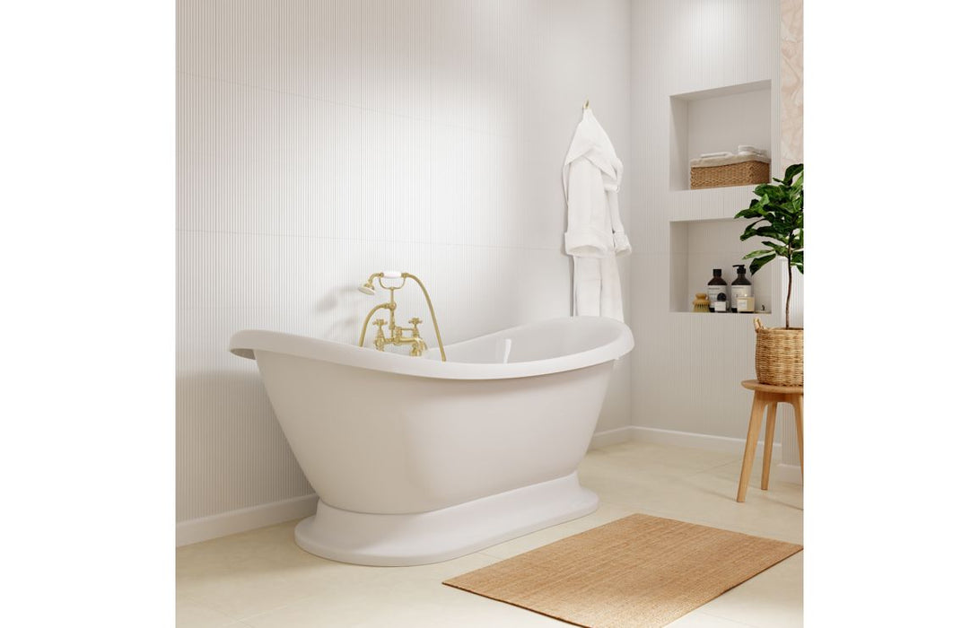 Serene Freestanding 1760x700x720mm 2TH Bath w/Base - White