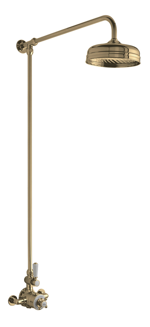 Shower Kits Wall Mounted Thermostatic Shower Valve & Kit In Brushed Brass