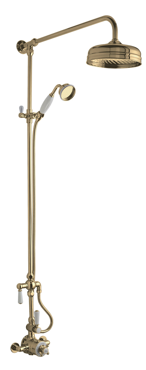 Shower Kits Wall Mounted Thermostatic Shower Valve & Kit in Brushed Brass