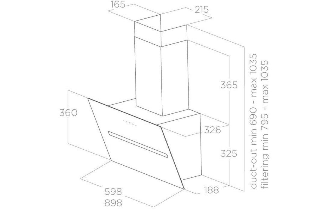 Elica Shy 60cm,90cm  Chimney Hood - Black Glass,White Glass