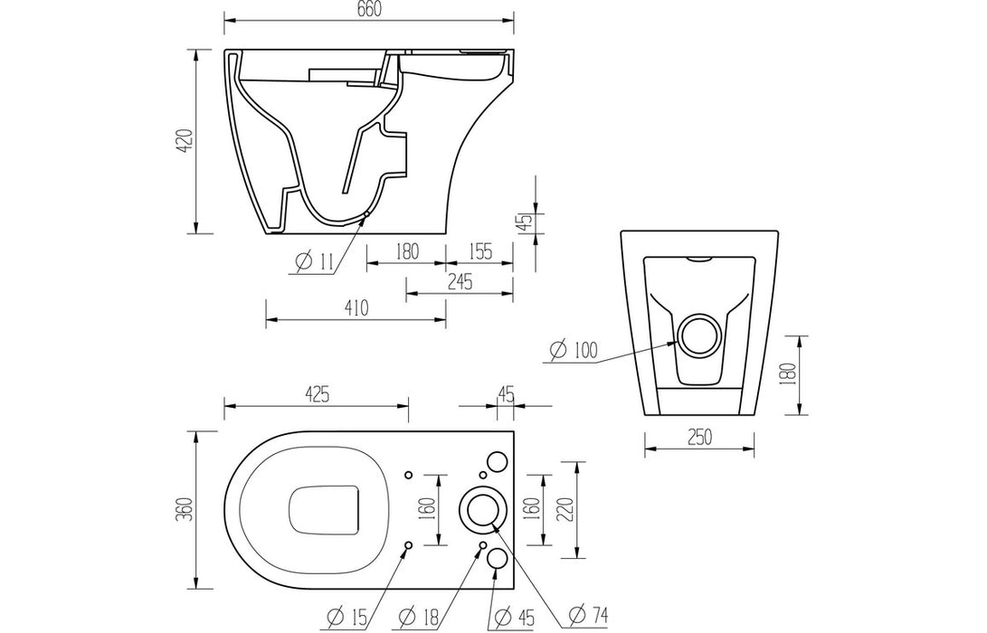 Silvain Rimless Close Coupled Open Back WC & Soft Close Seat