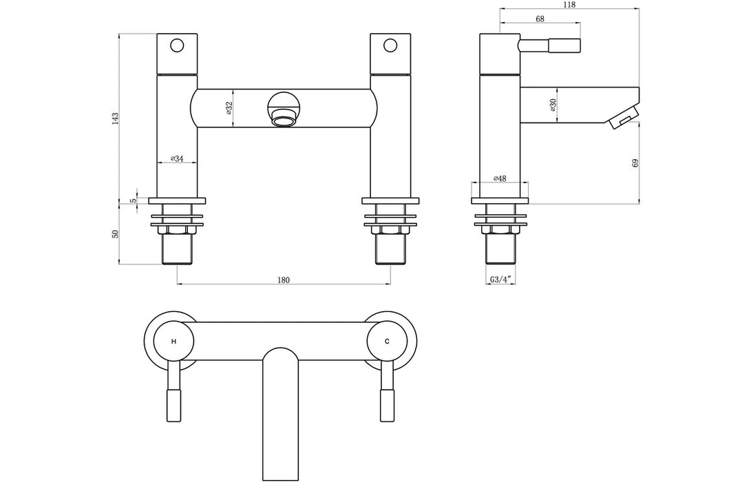 Soprano Bath Filler - Chrome
