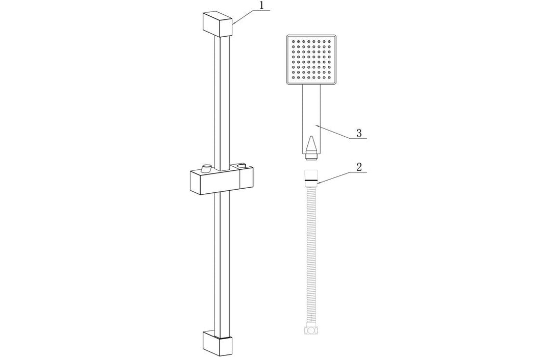 Square Slider Rail Kit & Single Mode Handset - Brushed Brass