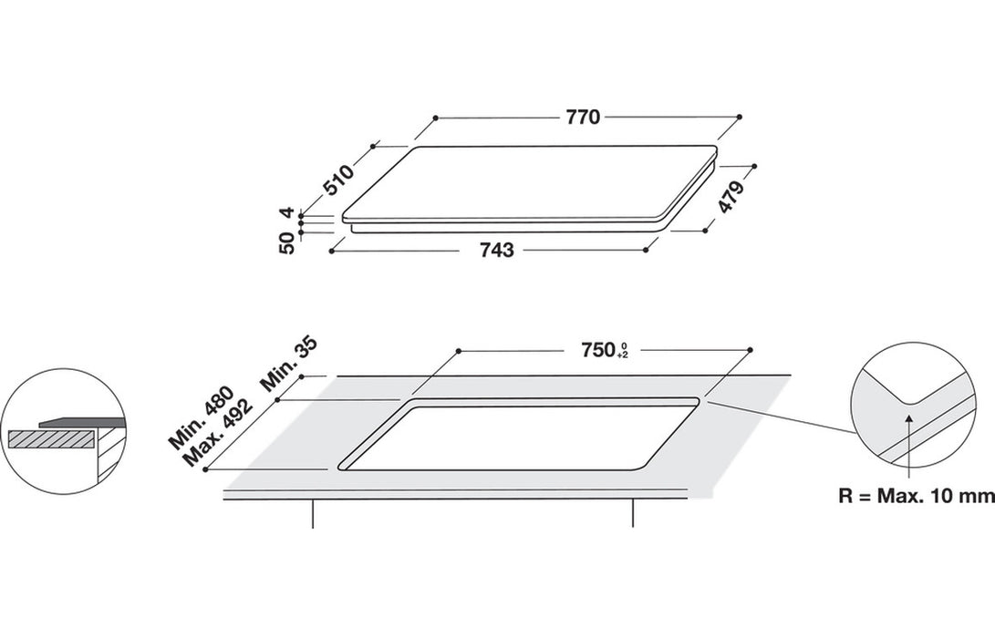 Hotpoint TB 3977B BF 77cm Induction Hob - Black