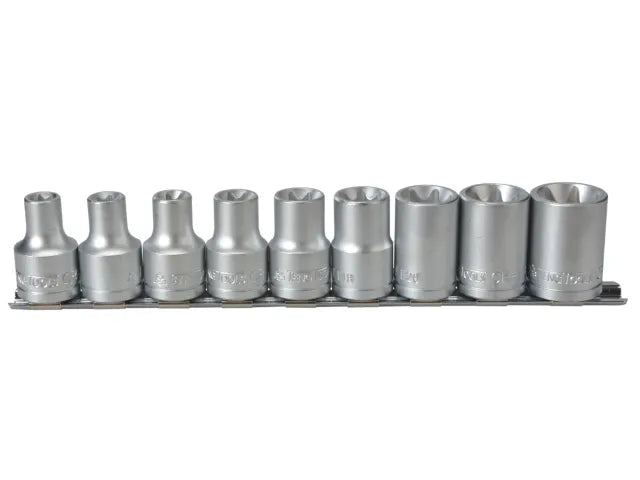 1/2in Drive M1210 External TORX Socket Clip Rail Set, 9 Piece