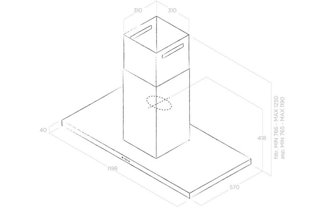 Elica Thin 120cm Slimline Island Hood - St/Steel