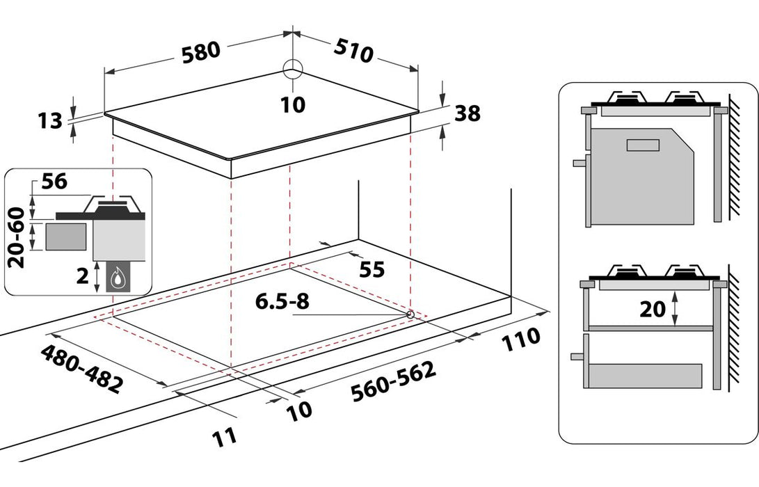 Indesit THP 642 IX/I 1 60cm Gas Hob - St/Steel