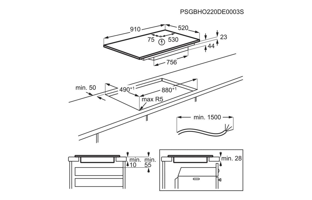AEG TK95IN00FB 90cm MultipleBridge Induction Hob - Black