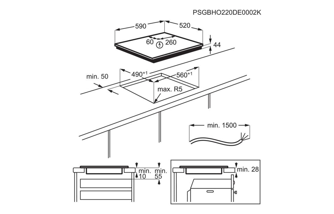 AEG TO64IB00FB 60cm Bridge Induction Hob - Black