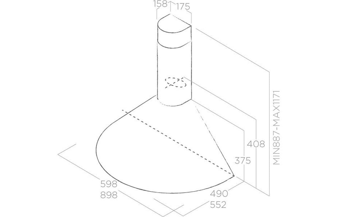 Elica Tonda 60cm Chimney Hood - St/Steel