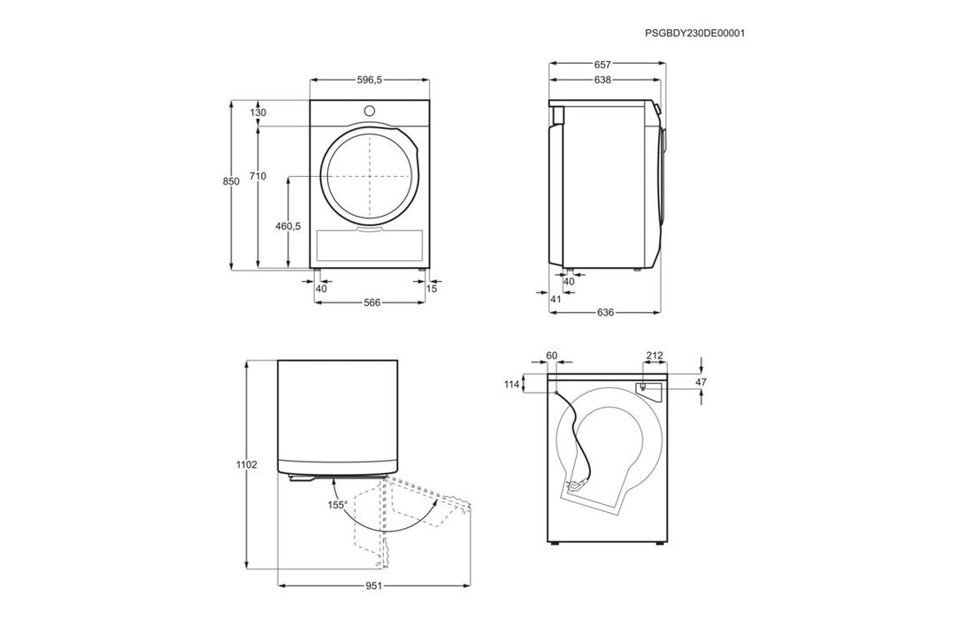 AEG TR739G4B F/S 9kg Heat Pump Condenser Dryer - White