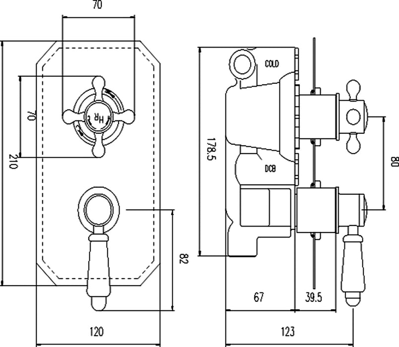 Old London Topaz Chrome Concealed Dual Shower Valve With Diverter