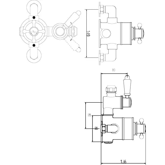 Old London Topaz Chrome Twin Thermostatic Shower Valve
